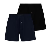 bruno banani Herren Jersey-Boxershorts, 2er Pack - Loose Fit, Basic Line, Cotton Marine/Schwarz XL