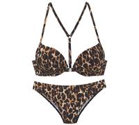 Push-Up-Bikini BRUNO BANANI, Damen, Gr. 42, Cup B, leo bedruckt, Recycling-Polyamid, Animalprint, Bikini-Sets, mit Vorderverschluss (25342225-42) leo bedruckt