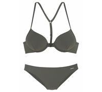 Push-Up-Bikini BRUNO BANANI, Damen, Gr. 40, Cup AA, grün (oliv), Polyamid, unifarben, Bikini-Sets, mit Vorderverschluss (63794417-40) oliv