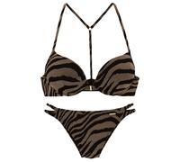 Push-Up-Bikini BRUNO BANANI, Damen, Gr. 34, Cup AA, schwarz (schwarz, gold), Recycling-Polyamid, Bikini-Sets, in zweifarbiger Animal-Optik (59788419-34) schwarz, gold