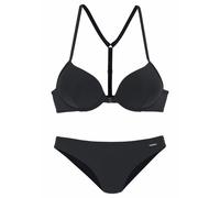 Push-Up-Bikini BRUNO BANANI, Damen, Gr. 36, Cup B, schwarz, Polyamid, unifarben, Bikini-Sets, mit Vorderverschluss (16493004-36) schwarz
