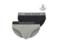 Slip BRUNO BANANI "Flowing", Kinder, Gr. L, grau (graumelange, schwarz), Obermaterial: 93% Baumwolle, 7% Elasthan, unifarben mit Farbeinsatz, eng, Unterhosen Slip, mit Logobund (69519326-L) graumelang