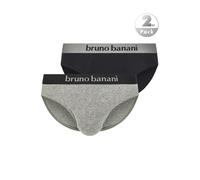 Slip BRUNO BANANI "Flowing", Kinder, Gr. XL, grau (graumelange, schwarz), Obermaterial: 93% Baumwolle, 7% Elasthan, unifarben mit Farbeinsatz, eng, Unterhosen Slip, mit Logobund (69519326-XL) graumela