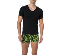 V-Shirt BRUNO BANANI "CHECK LINE 2.0", Damen, Gr. 6L, schwarz (schwarz karo), Piqué, Obermaterial: 90% Polyamid, 10% Elasthan, unifarben, Basic schmal hüftbedeckend, V-Ausschnitt, gerader Abschluss, S