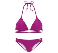 Triangel-Bikini BRUNO BANANI Gr. 36, Cup C/D, lila (beere) Damen Bikini-Sets Ocean Blue unifarben mit langem Bindeband (53782869-36)