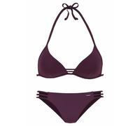 Triangel-Bikini BRUNO BANANI, Damen, Gr. 34, Cup A, rot (bordeaux), Polyamid, unifarben, Bikini-Sets Triangel-Bikini, mit Zierbändern, Topseller (66614569-34) bordeaux