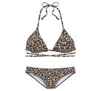 Triangel-Bikini BRUNO BANANI Gr. 34, Cup A/B, braun (braun, bedruckt) Damen Bikini-Sets Ocean Blue bedruckt mit langem Bindeband (86516022-34)