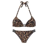 Triangel-Bikini BRUNO BANANI, Damen, Gr. 36, Cup C, leo bedruckt, Recycling-Polyamid, Animalprint, kontrastfarbene Details, Bikini-Sets, mit kontrastfarbigen Details (51896962-36) leo bedruckt