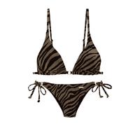 Triangel-Bikini BRUNO BANANI, Damen, Gr. 42, Cup A/B, schwarz (schwarz, gold), Recycling-Polyamid, Bikini-Sets, in zweifarbiger Animal-Optik (18201213-42) schwarz, gold
