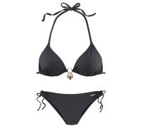 Triangel-Bikini BRUNO BANANI, Damen, Gr. 40, Cup A/B, schwarz, Microfaser, Polyamid, unifarben, Bikini-Sets Triangel-Bikini, mit gold-schwarzenen Accessories (67916630-40) schwarz