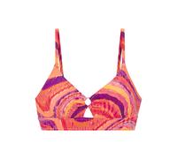 Triangel-Bikini-Top BRUNO BANANI "Kira", Damen, Gr. 38, Cup C/D, rot, pflaume, Obermaterial: 85% Polyamid, 15% Elasthan. Futter: 90% Polyester, 10% Elasthan, bedruckt, strukturiert, Bikini-Oberteile,