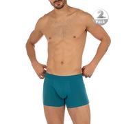 Boxershorts BRUNO BANANI "FLOWING", Herren, Gr. L, grün (petrol, schwarz), Obermaterial: 93% Baumwolle, 7% Elasthan, unifarben mit Farbeinsatz, körpernah, Unterhosen, mit kontrastfarbenem Bündchen (50