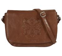 bruno banani Umhängetasche Mandala Echt Leder Damen Mandala Umhängetasche, Boho Schultertasche, Handtasche aus Rindleder, Smartphonefach, Magnetverschluss, Vintage Design cognac 021646