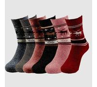 Bruno Barella Winter Thermo Socken aus Alpakawolle mit Elch-Motiv im 6er-Pack 35-38