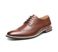 Bruno Marc Herren Anzugschuhe Klassischer atmungsaktiver Business Lederschuhe Schnürhalbschuhe Derby Oxfords Hochzeit Schuhe,Size 41.5,Dunkel/Braun,Prince-3