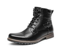 Bruno Marc Herren Motorrad Stiefel Schnürstiefel Boots Klassische Chukka Biker Freizeitschuhe,Size 48,Schwarz,PHILLY-3