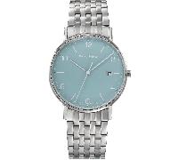 Bruno Söhnle -Rondo Herrenuhr Silber Petrol Quarz Saphirglas 38mm- 17-13105-422