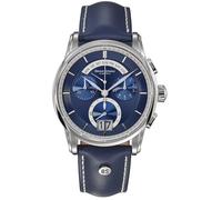 Bruno Söhnle Herren Armbanduhr 17-13117-341 Grandioso Chronograph Edelstahl Lederband blau