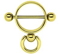 Brustpiercing Schmuck Stahl Ring der O, Gold beschichtet, in 1,6 x 16 mm