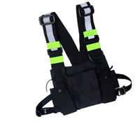 Brusttasche für Herren, reflektierende Brusttasche, Brusttasche für Herren mit extra Stauraum, wasserdichte Outdoor-Sport-Brusttasche zum Laufen, Radfahren, Klettern, Schwarz , Beziehen Sie sich auf