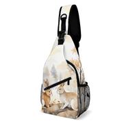 Brusttasche Hase im Wald Schultertasche für Herren, Crossbody-Tasche, Bauchtaschen für Damen, Sling-Rucksack für Reisen, weiß, 20,3 x 10,2 x 38,1 cm, weiß, 8x4x15 Inches