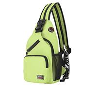Brusttasche, klein, Rucksack mit Loch für Damen, Herren, für Kopfhörer, Umhängetasche, Mädchen, Umhängetasche, Sling Bag für Wandern, Radfahren, Camping, hellgrün, 1