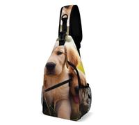 Brusttasche, niedlicher Golden Retriever-Welpen-Schultertasche für Herren, Crossbody-Tasche, Bauchtaschen für Damen, Sling-Rucksack für Reisen, weiß, 20,3 x 10,2 x 38,1 cm, weiß, 8x4x15 Inches
