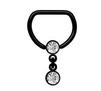 Brustwarzenpiercing ADELIA´S "Piercing Brustpiercing", Damen, Gr. 12, transparent (klar), Stahl, Piercings, Stahl D-Ring BCR PVD schwarz mit Kette (93339716-0) klar