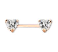 Brustwarzenpiercing ADELIA´S "Piercing Brustpiercing", Damen, Gr. onesize, rosa (rosegold), Chirurgiestahl, Piercings, Mit zwei gefassten klaren Steinherzen in 5 mm Ø (88283853-0) rosegold