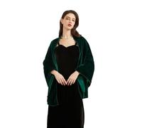 BRYCTSISEN Damenschal und Wickeltuch aus Samt für Hochzeit, Braut, Brautjungfer, Outwear, Abendparty, Abschlussball, Kleid, Zubehör, Schal, Dunkelgrün, Standard