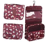 BryTravel Faltbare Kulturtasche mit Haken, Upgraded Kosmetiktasche für Reisen, große Kapazität, wasserdicht, Kosmetiktasche, Organizer, für Reisen, Fitnessstudio, Camping, Rotwein Blume, ordinaire,