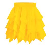 BSBUY Damen Tüllrock Kurz Petticoat - Mehrlagig Mesh Karneval Ballett Tüll Rock, High Waist Unregelmäßig A-Linie Midirock Sommerrock, 50cm Vintage Rock für Erwachsene Party Abschlussfeier (Gelb)