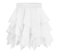 BSBUY Damen Tüllrock Kurz Petticoat - Mehrlagig Mesh Karneval Ballett Tüll Rock, High Waist Unregelmäßig A-Linie Midirock Sommerrock, 50cm Vintage Rock für Erwachsene Party Abschlussfeier (Weiß)