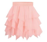BSBUY Damen Tüllrock Kurz Petticoat - Mehrlagig Mesh Karneval Ballett Tüll Rock, High Waist Unregelmäßig A-Linie Midirock Sommerrock, 50cm Vintage Rock für Erwachsene Party Abschlussfeier (Rosa)