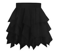 BSBUY Damen Tüllrock Kurz Petticoat - Mehrlagig Mesh Karneval Ballett Tüll Rock, High Waist Unregelmäßig A-Linie Midirock Sommerrock, 50cm Vintage Rock für Erwachsene Party Abschlussfeier (Schwarz)
