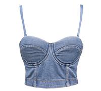 bslingerie® Bustier, Korsett im Madonna-Stil, metallische Nieten, denim, Large
