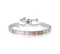 BSLVWG Armband für Frauen, Sterling Silber Tennis Armband Kristall Slider Armband Frauen Armband Sparkle Diamond Zirkonia Verstellbares Armband Lady Armband Geschenk für Weihnachten (Bunt)