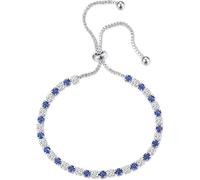 BSLVWG Armband für Frauen, Sterling Silber Tennis Armband Kristall Slider Armband Frauen Armband Sparkle Diamond Zirkonia Verstellbares Armband Lady Armband Geschenk für Weihnachten (Blau)