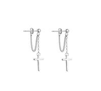BSLVWG Kreuz Baumeln Ohrringe 925 Sterling Silber Kette Tropfen für Damen Herren Punk Kugel Ohrstecker Hypoallergen Christlich Religiöser Schmuck