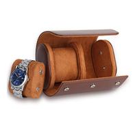 bssmmai Uhrenrolle Echtleder 2 Uhren, Watch Roll Travel Case mit Herausnehmbaren Uhrenkissen, Uhren Reiseetui Leder für Damen und Herren, Uhrenbox Leder, Uhrenetui mit 2 FäCher Braun