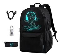 BSTcentelha Schulrucksack Jungen Rucksack schulrucksack jungen teenager Schulrucksack Mädchen Rucksack Kinder USB Charger Port Schultertaschen Set(Schwarz)