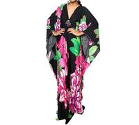 Bsubseach Damen Kaftan Strandkleid mit Ethno-Print in Übergröße Strandkleid Rosa