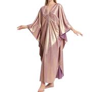 Bsubseach Kaftan Kleider für Frauen Glitzer Batwing Ärmel Cover Up Strand Maxi Kleid Loungewear Golden