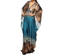 Bsubseach Plus Size Caftan Kleider für Damen Strandkleid Fledermaus Ärmel Sommer Maxi Kaftan Kleid Blau Kaffee Leopard