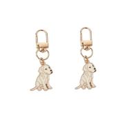 BT Bear Golden Retriever Schlüsselanhänger aus Metall, süßer Hund Schlüsselanhänger für Tasche oder Rucksack, Emaille Charm mit Blume, Herz und Knochen Anhängern, Kleiner gelber Labrador, One size