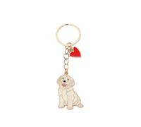 BT Bear Golden Retriever Schlüsselanhänger aus Metall, süßer Hund Schlüsselanhänger für Tasche oder Rucksack, Emaille Charm mit Blume, Herz und Knochen Anhängern, Love Yellow Golden Retriever, One
