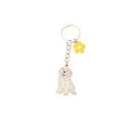 BT Bear Golden Retriever Schlüsselanhänger aus Metall, süßer Hund Schlüsselanhänger für Tasche oder Rucksack, Emaille Charm mit Blume, Herz und Knochen Anhängern, Blume Gelb Golden Retriever, One size