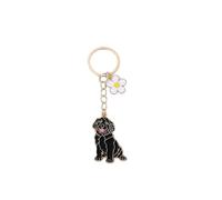 BT Bear Golden Retriever Schlüsselanhänger aus Metall, süßer Hund Schlüsselanhänger für Tasche oder Rucksack, Emaille Charm mit Blume, Herz und Knochen Anhängern, Flower Black Golden Retriever, One
