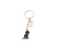 BT Bear Golden Retriever Schlüsselanhänger aus Metall, süßer Hund Schlüsselanhänger für Tasche oder Rucksack, Emaille Charm mit Blume, Herz und Knochen Anhängern, Schwarzer Labrador, One size