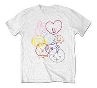 BT21 BTS Kpop Uni-T-Shirt aus Baumwolle, Rundhalsausschnitt, kurze Ärmel, Ruhezeit, Weiß, Größe XXL, Weiß, XXL